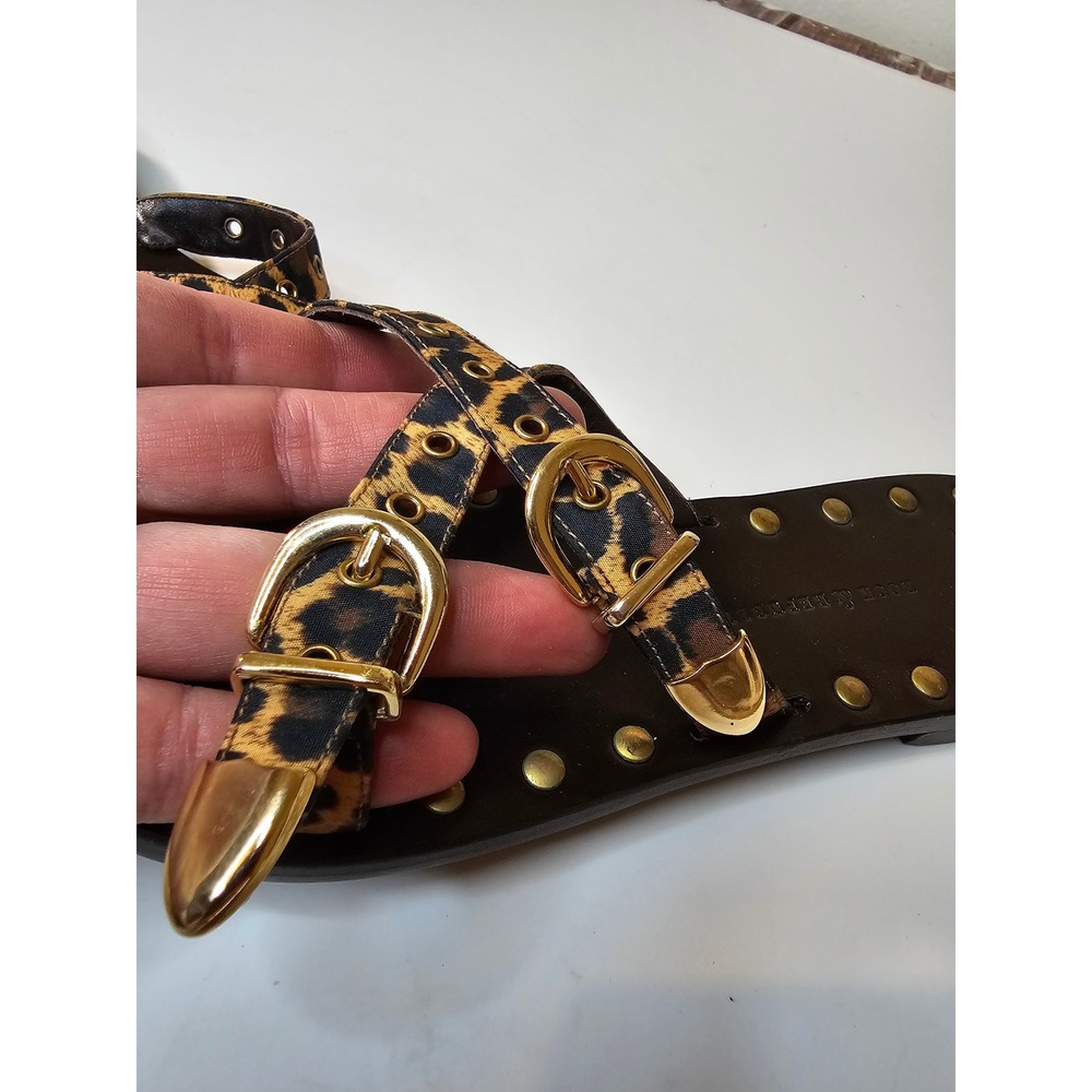 Rock & Republic Leopard Print Studded Leather Sandals Gold Buckle size 36.5 - Picture 3 of 8